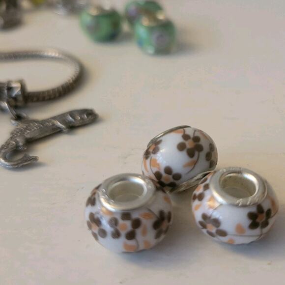 Bracelets Lot Womans/Girls Beads Murano Charms Silver Colors Bold Gifts for Her - Picture 2 of 8